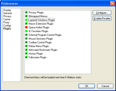 K-Meleon preferences screenshot