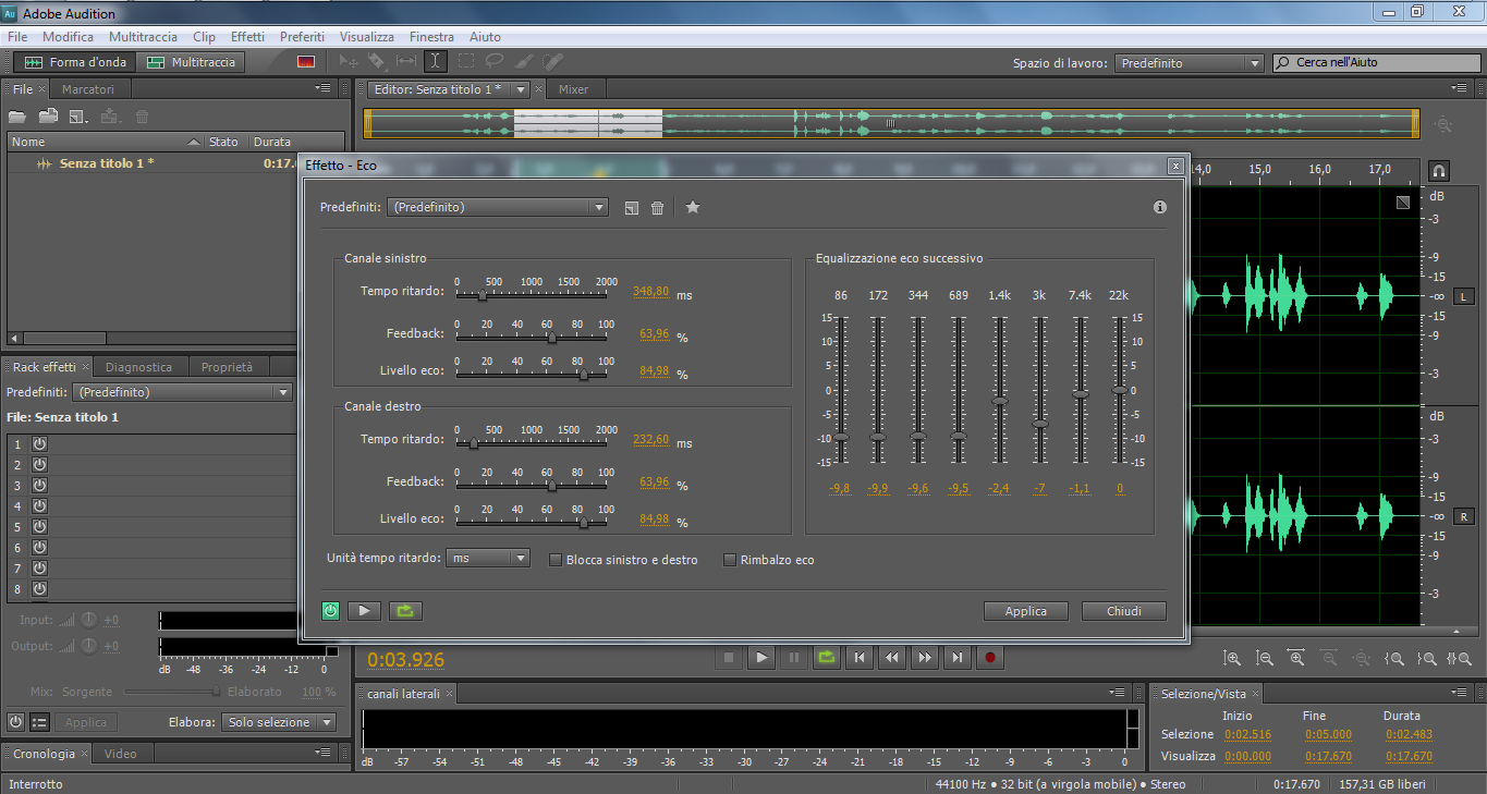 Adobe Audition ritardo eco