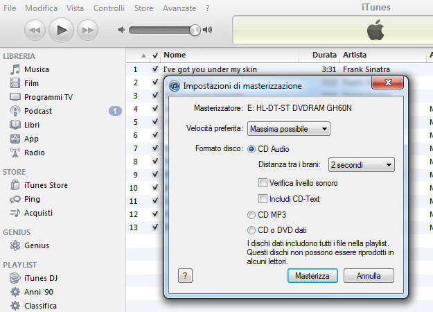 CD audio iTunes2