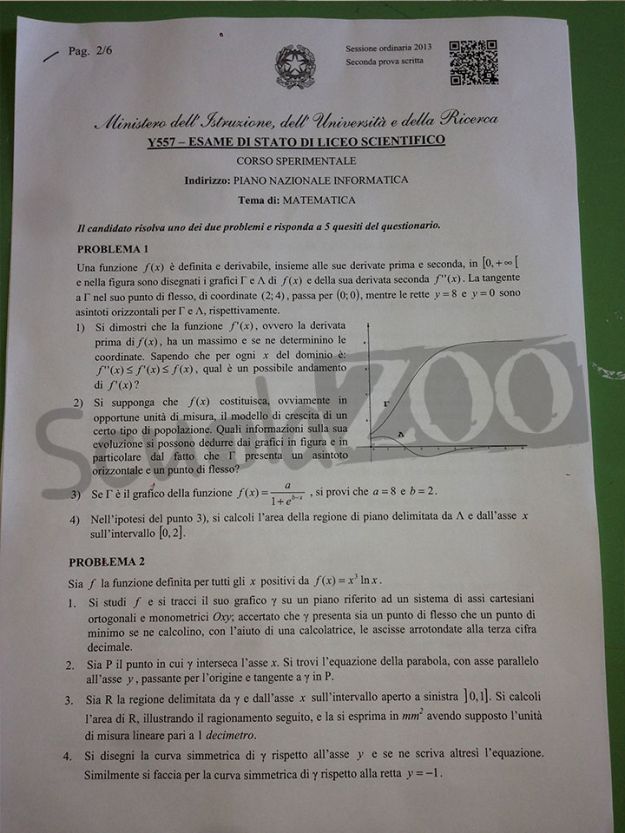 Esami maturita 2013 problemi matematica pni