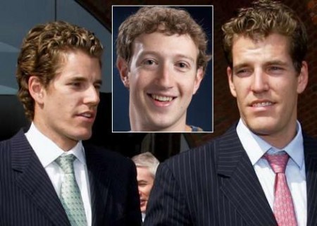 Gemelli Winklevoss e Mark Zuckerberg