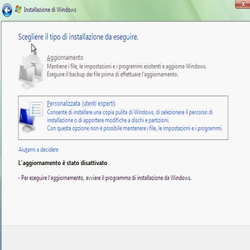 Windows Vista upgrade selezione