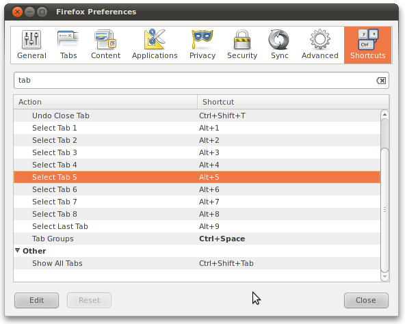 addon firefox shortcuts