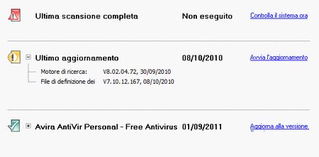 antivirus gratis antivir aggiornamento