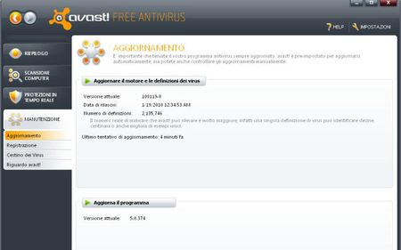 antivirus gratis avast aggiornamento
