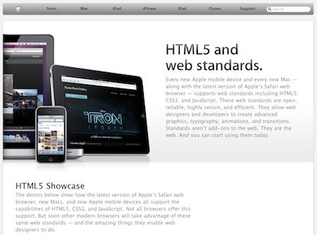 Apple inaugura una sezione del proprio sito web dedicata ad HTML5 e agli standard del web