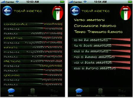 applicazione iphone coniugare verbi