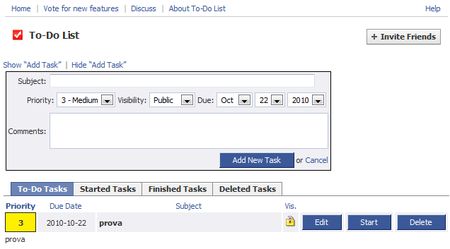 applicazioni facebook to do list