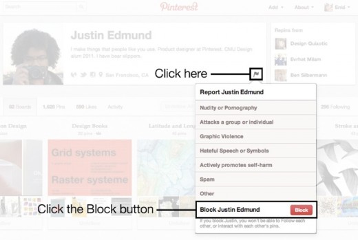 bloccare utenti pinterest