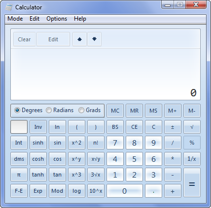 Calcolatrice Windows 7 modalità scientifica