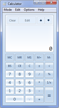 Calcolatrice Windows 7 modalità standard