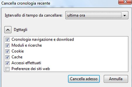 cancellare cronologia firefox