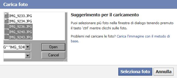 caricare foto facebook immagini