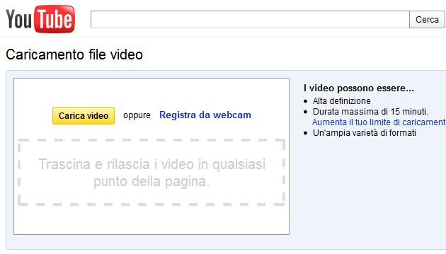 caricare video youtube upload