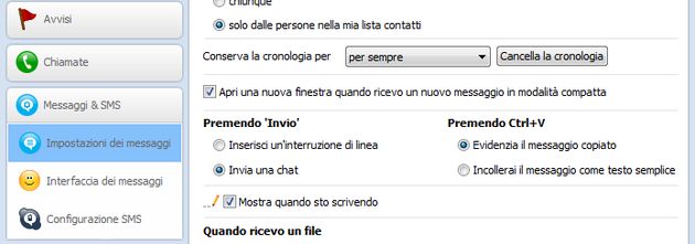 chat skype cronologia messaggi