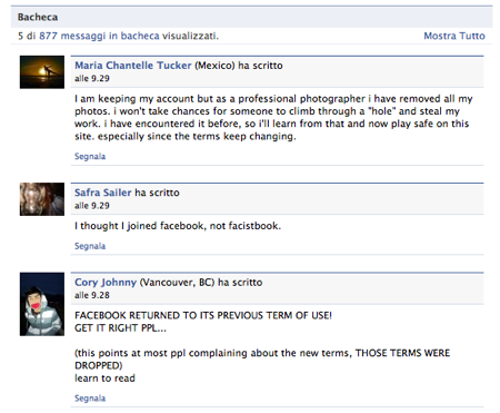 commenti su facebook