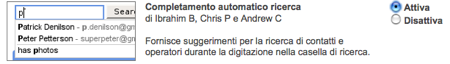 Completamento automatico della ricerca