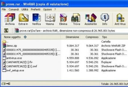 comprimere file winrar