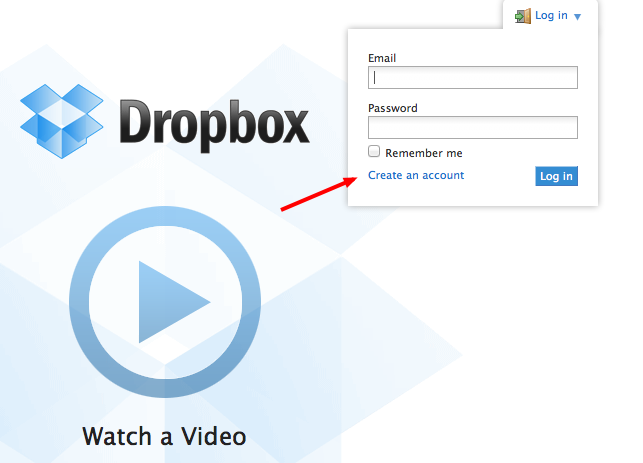 creare account dropbox