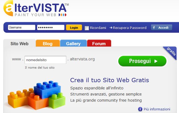 creare sito gratis altervista blog