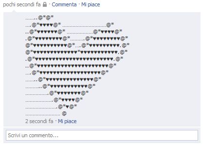 cuore facebook ascii art