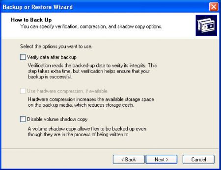 Disabilitare la shadow copy
