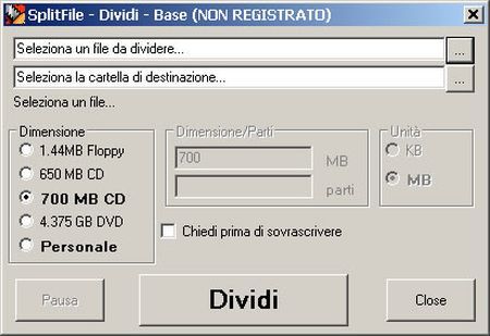 dividere splitfile