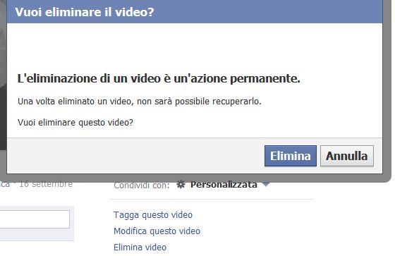 eliminare video facebook vecchio profilo