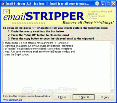 email stripper screenshot