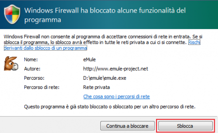emule firewall sblocca