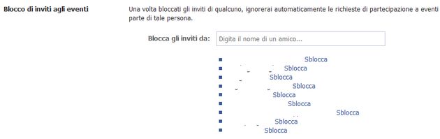eventi facebook bloccare