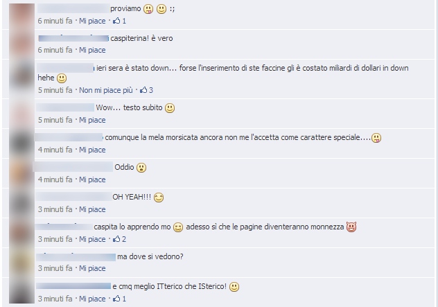 faccine facebook commenti