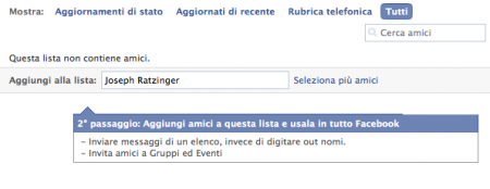 Facebook: scrivete i nomi per aggiungerli ad una Lista Amici