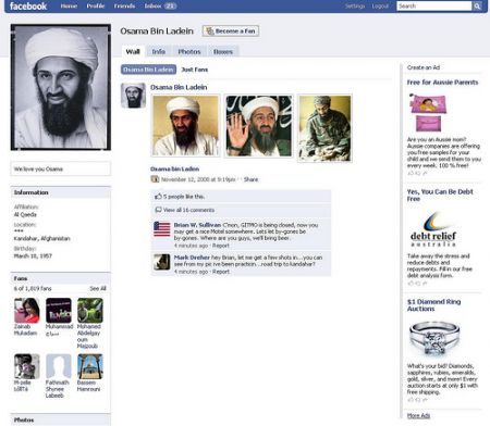 Facebook Osama Bin Laden
