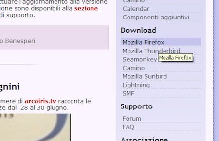 Sezione da dove scaricare il programma