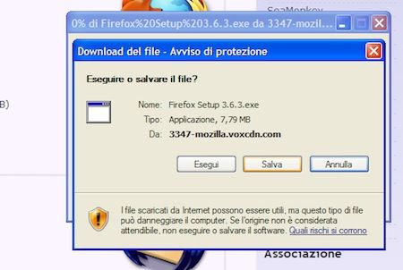 Salvataggio del file di installazione