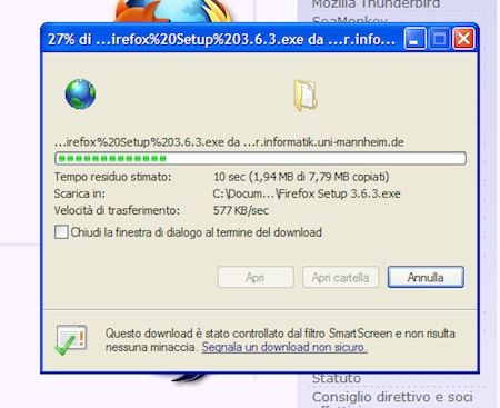 Scaricamento di Firefox in corso