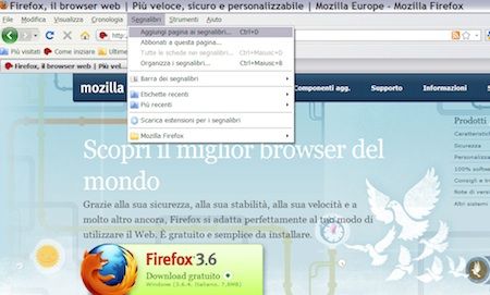 Aggiunta di un Segnalibro in Mozilla Firefox