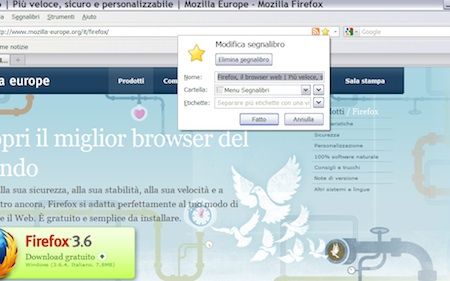 Salvataggio del sito tra quelli preferiti