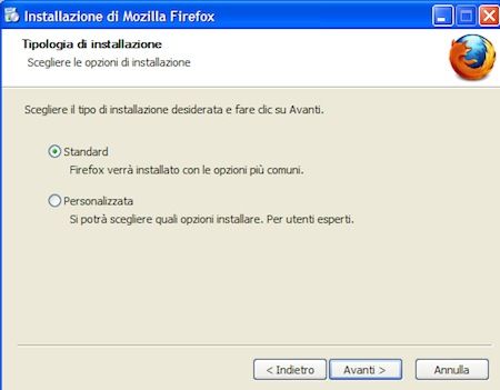 Selezione del tipo di installazione