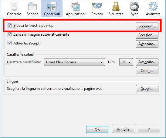 firefox blocco popup impostazioni