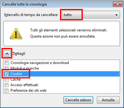 firefox cookie cancellare tutto
