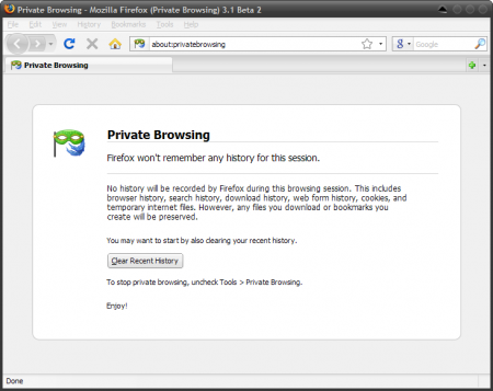 firefox 3.1 private browsing