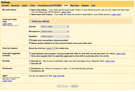 Gmail videochiamata, configurazione