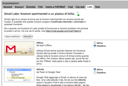 Gmail labs in italiano