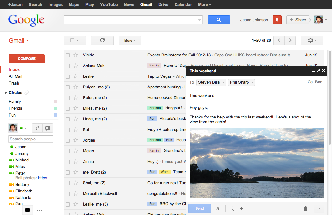 gmail modulo composizione messaggi