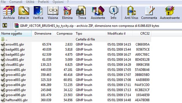 grafica pc pennelli gimp installazione