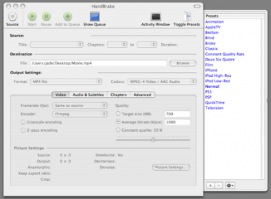 Handbrake screenshot