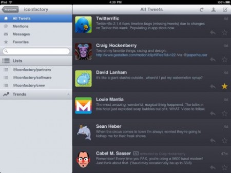 iPad social network twitterrific