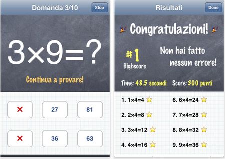 imparare tabelline iphone